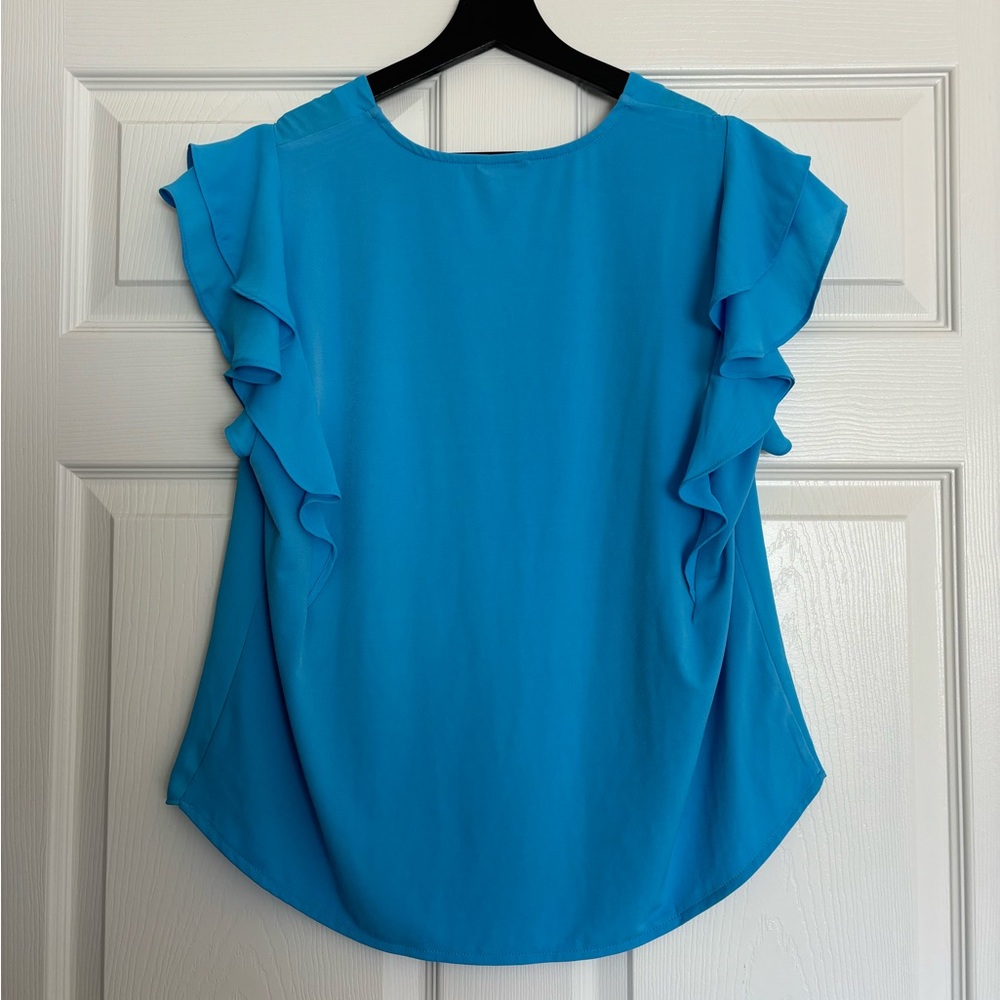 Ann Taylor Blue Ruffled Blouse - Picture 2 of 2